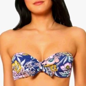 Jessica Simpson textured bandeau swim top.